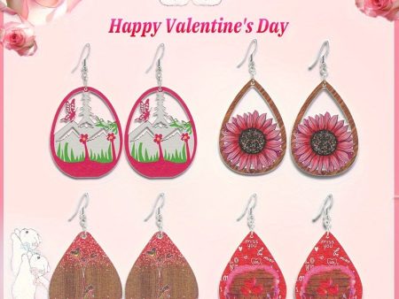 Wholesale Valentine s Day Sunflower Balloon Droplet Shaped Pendant Wooden Earrings Online Hot Sale