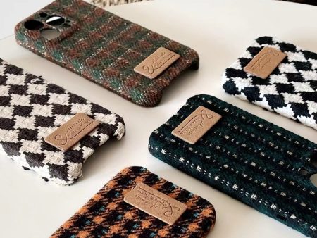 Wholesale Plaid Woven Plush Phone Cases For Cheap