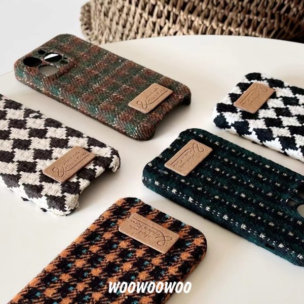 Wholesale Plaid Woven Plush Phone Cases For Cheap