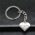 Wholesale 10PCS I Love Volleyball Love Pendant Metal Keychain Hot on Sale