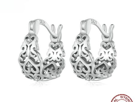 Wholesale 925 Sterling Silver Vintage Pattern Hollow Earrings Online now