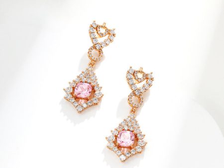 Wholesale Vintage Elegant Micro Studded Zirconium Plated 18k Gold Alloy Earrings Online Sale