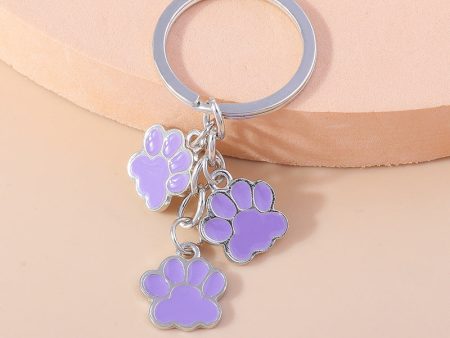 Wholesale Cartoon Cute Three Dogs Paw Print Keychain For Sale