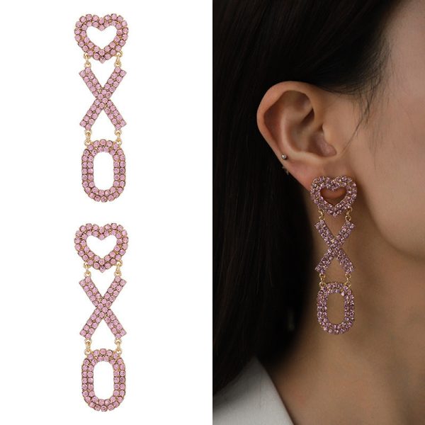 Wholesale 15PCS Valentine s Day Series Pink XOXO Necklace and Earrings Set Discount