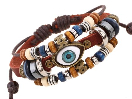 Wholesale Beaded Devil s Eye Cowhide Bracelet Fashion