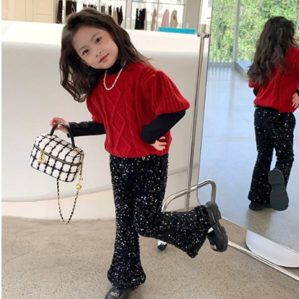 Wholesale Children s Sequined Casual Velvet Flared Pants Hot on Sale