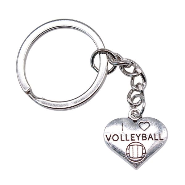 Wholesale 10PCS I Love Volleyball Love Pendant Metal Keychain Hot on Sale