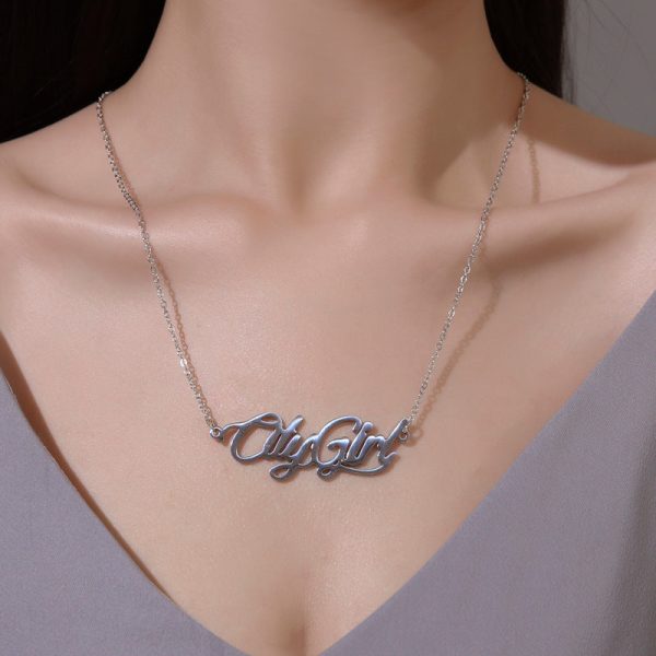 Wholesale Stainless Steel City Girl Letter Necklace DIY Lettering Clavicle Chain Supply