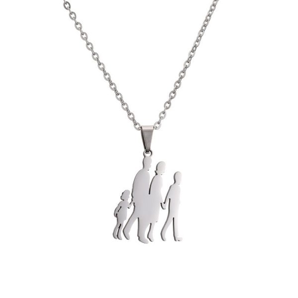 Wholesale Family of Four Silhouette Pattern Stainless Steel Titanium Steel Necklace For Discount