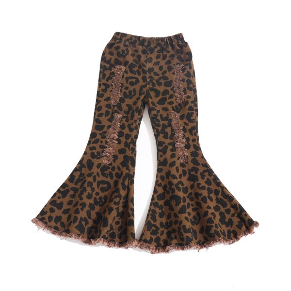 Wholesale Children s Hole Leopard Print Cotton Bell Bottoms Cheap