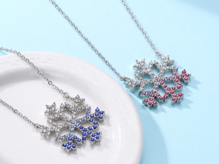 Wholesale Christmas Snowflake Full Diamond Hollow Geometric Necklace Clavicle Chain Discount