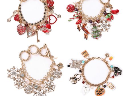 Wholesale Alloy Pumpkin Love Valentine s Day Snowflake Christmas Bracelets Discount