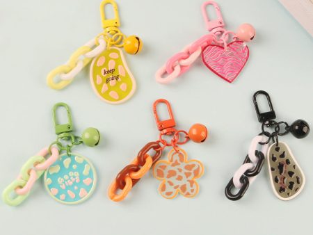 Wholesale Cow Pattern Candy Color Bell Acrylic Keychain For Cheap