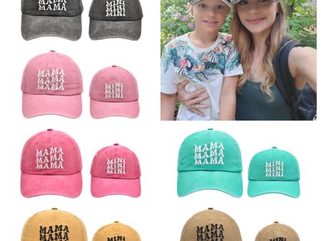 Wholesale Cotton Parent-child Three-row Letter MAMA MINI Baseball Cap Online Hot Sale