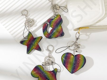 Wholesale 10PCS Rainbow Hot Diamond Alloy Keychains For Discount