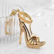 Wholesale Creative Rhinestone High Heels Hollowed Out Metal Keychain Sale