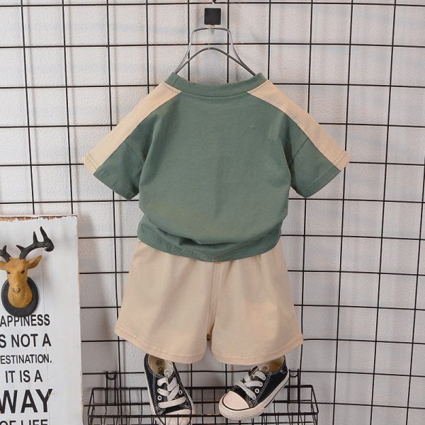 Wholesale Boys Summer Letter Short Sleeved Shorts Cotton Set Supply