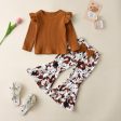 Wholesale Cotton Children s Tops Leopard Print Flared Pants Set For Cheap