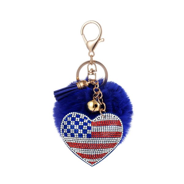 Wholesale 10pcs of Love Rhinestone Flannel 8cm Wool Ball Keychain Online Hot Sale