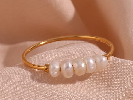 Wholesale Fine Freshwater Pearl Stainless Steel Gold Plated Ring Fashion