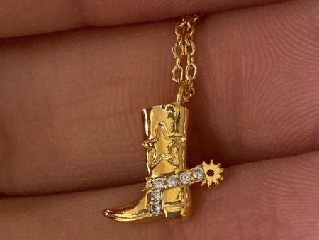 Wholesale Western Style Cowboy Boots Copper Plated Real Gold Necklace on Sale