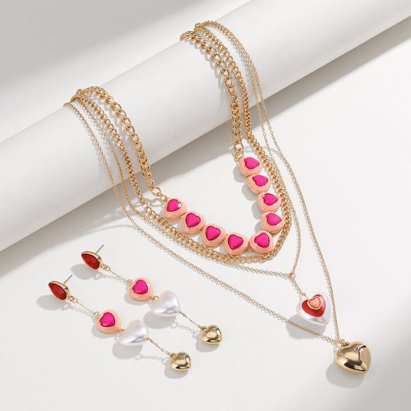 Wholesale 15PCS Valentine s Day Series Stacked Multi-Layer Love Necklaces Hot on Sale