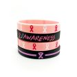 Wholesale 1000pcs Caring for Women’s Health Pink Ribbon Promotion Prevention Awareness Breast Gland Silicone Bracelet Discount