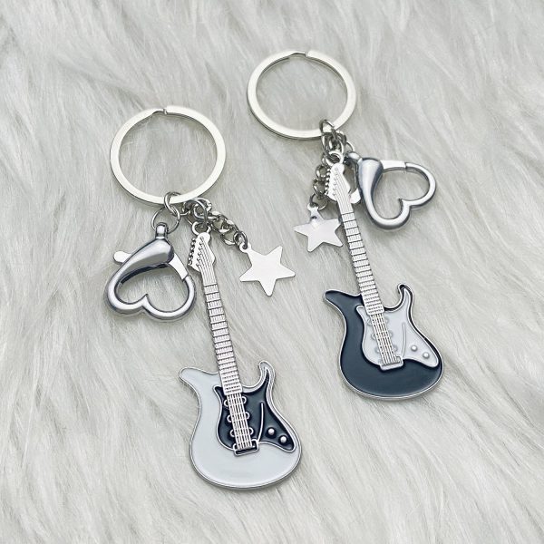 Wholesale Electric Guitar Star Bass Alloy Keychains Online Hot Sale