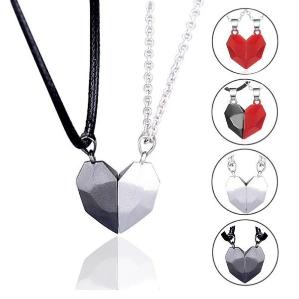 Wholesale Magnetic Attraction Black and White Stitching Magnetic Love Necklace Set of Two Online Sale