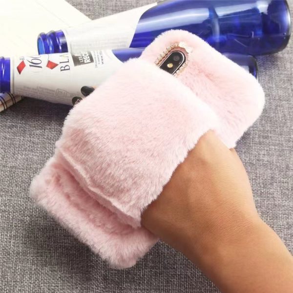 Wholesale Winter Warm Rabbit Plush Wrist Strap Holder Phone Case Online