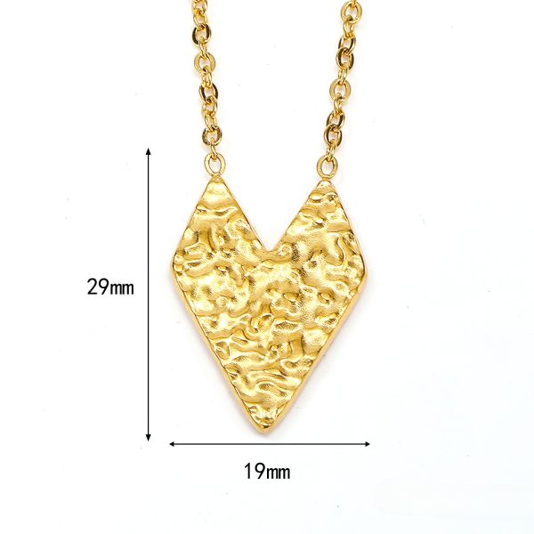 Wholesale 18K Gold Titanium Steel Hammered Heart Necklace on Sale