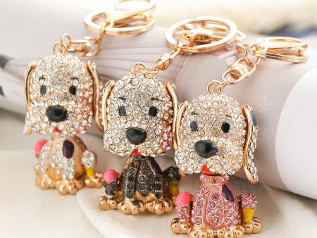 Wholesale Colorful Diamond Cute Puppy Creative Keychain Online Sale