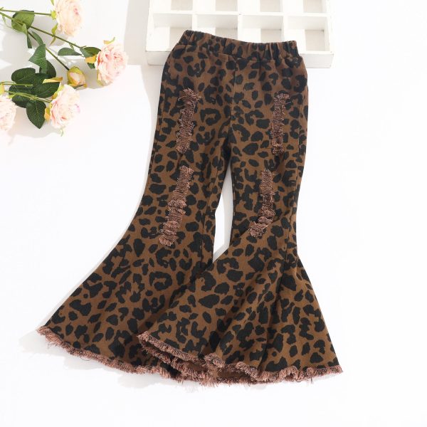 Wholesale Children s Hole Leopard Print Cotton Bell Bottoms Cheap