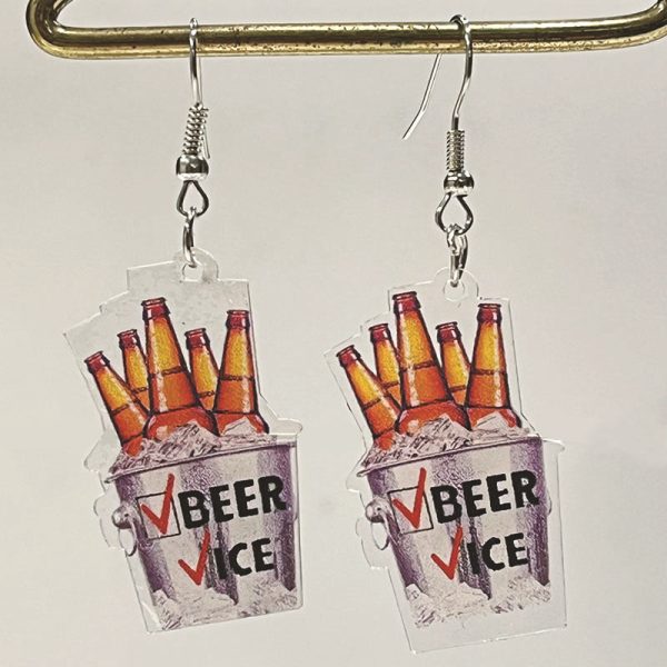 Wholesale 2 Pairs pack Beer Retro Fun Acrylic Earrings Online now