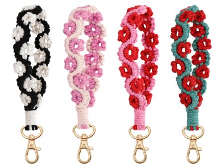 Wholesale Cotton Rose Woven Wristband with Keychain Cheap