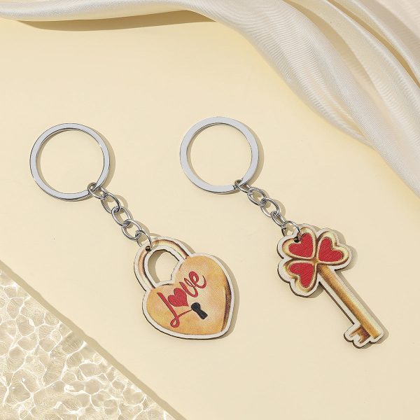 Wholesale Valentine s Day Wooden LOVE Couple Keychain Discount