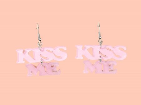 Wholesale Valentine s Day Pink Letter KISS ME Acrylic Earrings Online now