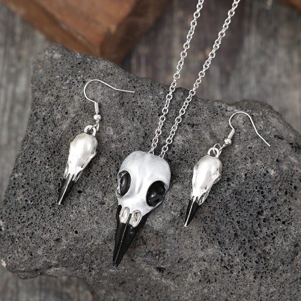 Wholesale Vintage Skull Crow Head Alloy Clavicle Chain  Mardi Gras Earrings Set Online Sale