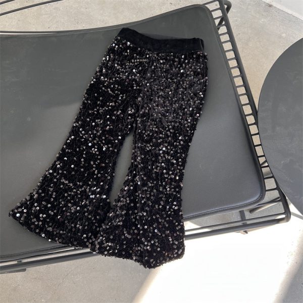 Wholesale Children s Sequined Casual Velvet Flared Pants Hot on Sale