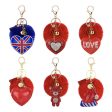 Wholesale 10pcs of Love Rhinestone Flannel 8cm Wool Ball Keychain Online Hot Sale