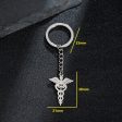 Wholesale Vintage Double Snake Staff Medical Rescue Logo Angel Wings Keychain Online Hot Sale