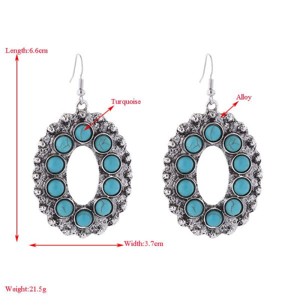 Wholesale Vintage Alloy Inlaid White Turquoise Round Earrings Online Hot Sale