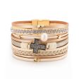 Wholesale Bohemian Multi-layered Braided Leather Cross Bracelet on Sale