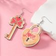 Wholesale Valentine s Day Rose Asymmetric Wooden Earrings Online Sale