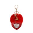 Wholesale 10pcs of Love Rhinestone Flannel 8cm Wool Ball Keychain Online Hot Sale