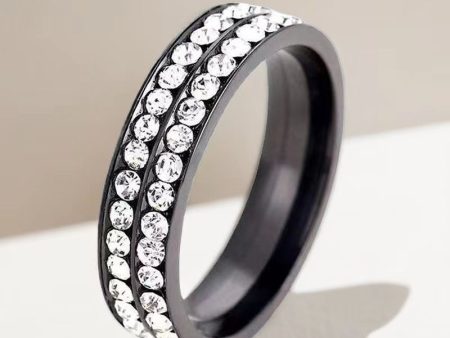 Wholesale Double Row Diamond Inlaid Titanium Steel Rings For Discount