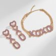 Wholesale 15PCS Valentine s Day Series Pink XOXO Necklace and Earrings Set Discount