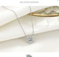 Wholesale Diamond Inlaid Square Sterling Silver Necklaces Hot on Sale