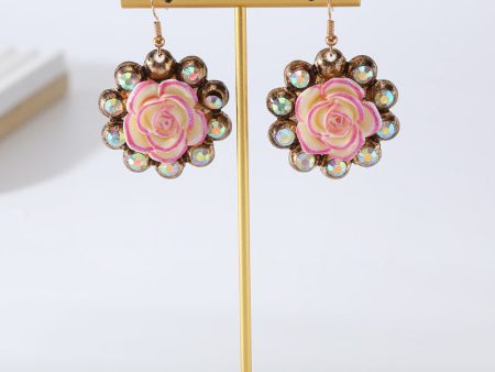 Wholesale Alloy Diamond Resin Floral Vintage Earrings Online Hot Sale