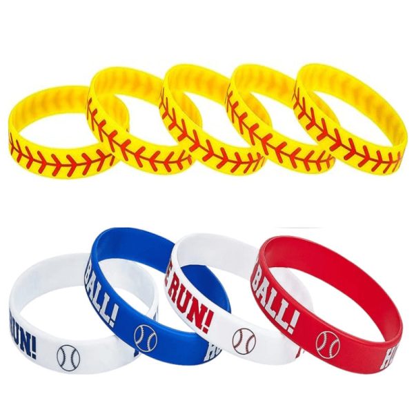 Wholesale 1000PCS Flat Printed Softball Silicone Bracelet Hot on Sale